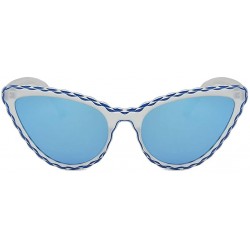 Wrap Lady Cat Eye Sunglasses Striped Sunglasses Personality Sunglasses - D - CV18TM5QWDR $8.20