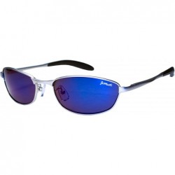 Rimless JMAV6 Aviator Sunglasses Spring Hinges - Silver & Blue - CJ115J43TRP $35.19
