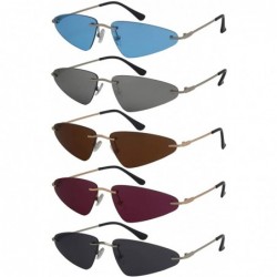 Rimless Rimless Cateye Sunglasses for Women Metal Triangle Style 3194-SD - Silver Frame/Blue Lens - C118I4DRSMA $7.68