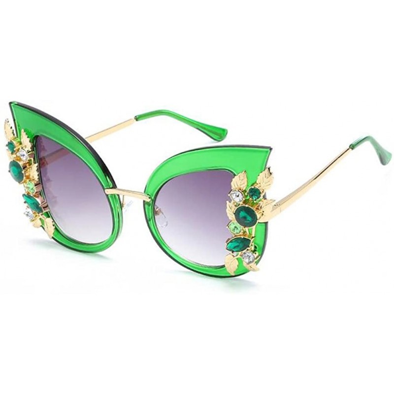 Oversized Woman Cat eye Sunglasses Stylish oversized frame Eyewear with Rhinestones - C5 - CQ189L08WC0 $7.60