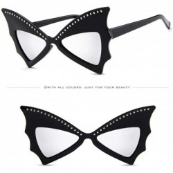 Wrap New Women Men Vintage Bat Shape Rivet Sunglasses Unisex Fashion Sunglasses Eyewear - F - CT18SSTRN42 $6.31