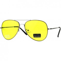 Aviator Air Force Aviator Sunglasses Classic Metal Frame Spring Hinge Yellow Lens - Silver - CH18CO5UTO8 $19.65