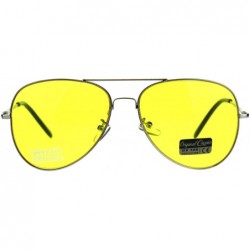 Aviator Air Force Aviator Sunglasses Classic Metal Frame Spring Hinge Yellow Lens - Silver - CH18CO5UTO8 $9.82