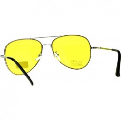 Aviator Air Force Aviator Sunglasses Classic Metal Frame Spring Hinge Yellow Lens - Silver - CH18CO5UTO8 $9.82