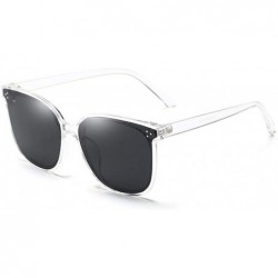 Oval Unisex Sunglasses Retro Black Grey Drive Holiday Oval Non-Polarized UV400 - White Grey - CD18R6XT5WY $7.40