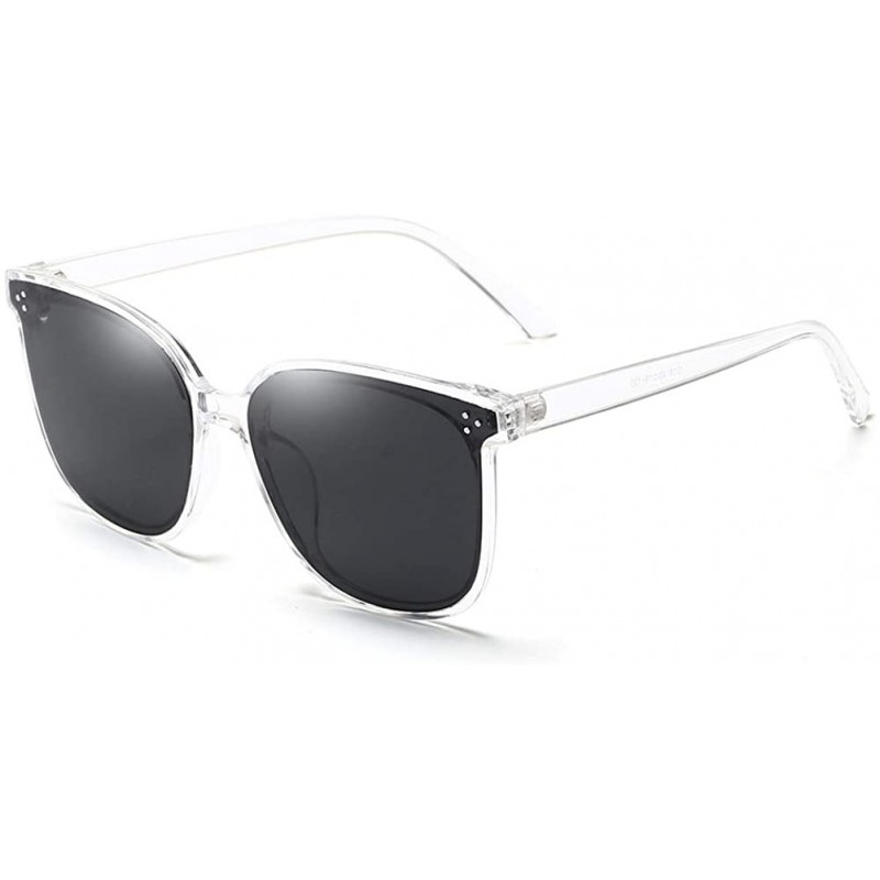 Oval Unisex Sunglasses Retro Black Grey Drive Holiday Oval Non-Polarized UV400 - White Grey - CD18R6XT5WY $7.40