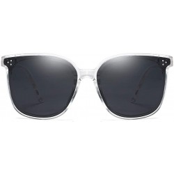 Oval Unisex Sunglasses Retro Black Grey Drive Holiday Oval Non-Polarized UV400 - White Grey - CD18R6XT5WY $7.40