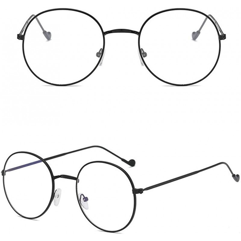 Round Ultra Light Men and Women Round Optical Glasses Retro Personality Trendy Flat Mirror - Bk - C218Y53MUA3 $9.12