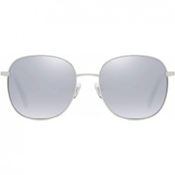 Square Designer Women Sunglasses Stylish Flat Mirrored Sunnies AURORA SJ1137 - C4 Silver Frame/Silver Mirrored Lens - CH192W0...