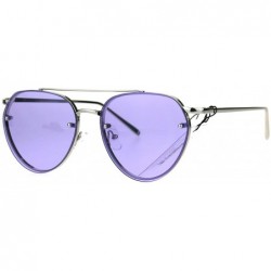 Aviator Womens Sunglasses Triangular Aviators Rims Behind Lens Color Lens UV 400 - Silver (Purple) - CX186437D5A $24.03