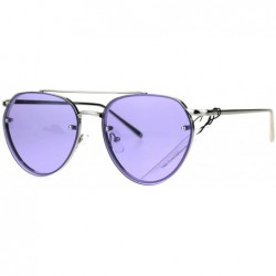 Aviator Womens Sunglasses Triangular Aviators Rims Behind Lens Color Lens UV 400 - Silver (Purple) - CX186437D5A $22.29