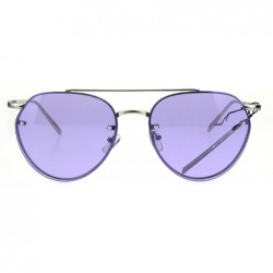 Aviator Womens Sunglasses Triangular Aviators Rims Behind Lens Color Lens UV 400 - Silver (Purple) - CX186437D5A $9.84