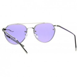 Aviator Womens Sunglasses Triangular Aviators Rims Behind Lens Color Lens UV 400 - Silver (Purple) - CX186437D5A $9.84