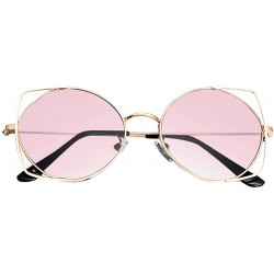 Round Small Polarized Round Sunglasses for Women Vintage Double Bridge Frame - Pink - C4199L93M4G $18.86