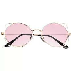 Round Small Polarized Round Sunglasses for Women Vintage Double Bridge Frame - Pink - C4199L93M4G $17.06