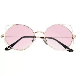 Round Small Polarized Round Sunglasses for Women Vintage Double Bridge Frame - Pink - C4199L93M4G $9.20