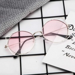 Round Small Polarized Round Sunglasses for Women Vintage Double Bridge Frame - Pink - C4199L93M4G $9.20