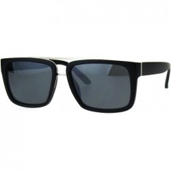 Rectangular Mens Rectangular Mob Designer Plastic Frame Sunglasses - Silver Black - CZ182H5RQHX $22.86
