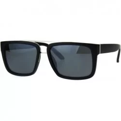 Rectangular Mens Rectangular Mob Designer Plastic Frame Sunglasses - Silver Black - CZ182H5RQHX $13.47