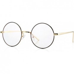 Aviator Retro Round Metal Frame Clear Lens Glasses Non-Prescription - Gold Line Frame/Clear Lens - CR186Q3QM9N $22.41