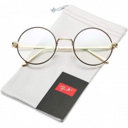 Aviator Retro Round Metal Frame Clear Lens Glasses Non-Prescription - Gold Line Frame/Clear Lens - CR186Q3QM9N $13.63