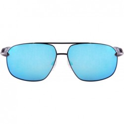 Oval Polarized Sunglasses Men's Metal Frame UV400 Glasses-SG15808182 - 1581 Gun&redsandalwood/Ebony - CR18LU3I33N $21.57