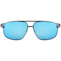 Oval Polarized Sunglasses Men's Metal Frame UV400 Glasses-SG15808182 - 1581 Gun&redsandalwood/Ebony - CR18LU3I33N $12.25