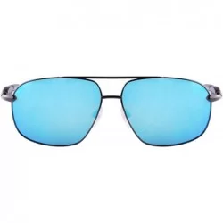 Oval Polarized Sunglasses Men's Metal Frame UV400 Glasses-SG15808182 - 1581 Gun&redsandalwood/Ebony - CR18LU3I33N $12.25
