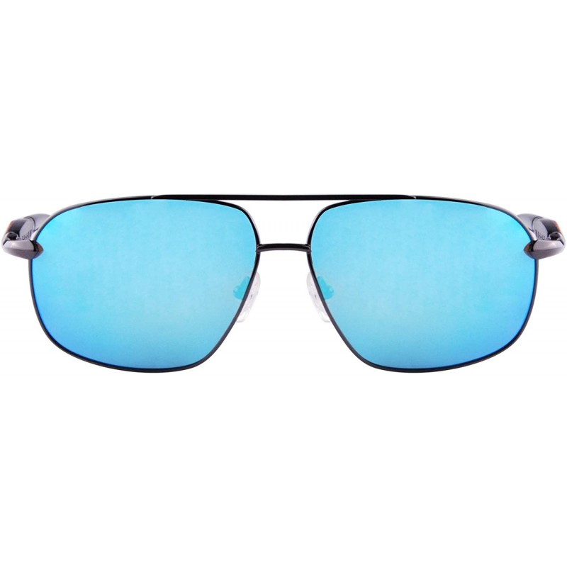 Oval Polarized Sunglasses Men's Metal Frame UV400 Glasses-SG15808182 - 1581 Gun&redsandalwood/Ebony - CR18LU3I33N $12.25