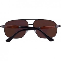 Oval Polarized Sunglasses Men's Metal Frame UV400 Glasses-SG15808182 - 1581 Gun&redsandalwood/Ebony - CR18LU3I33N $12.25