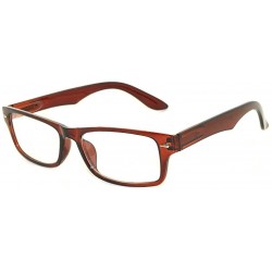 Rectangular Classic Retro Style Narrow Rectangular Frame Clear Lens Eyeglasses - Brown - CQ11UPRMO4Z $11.34