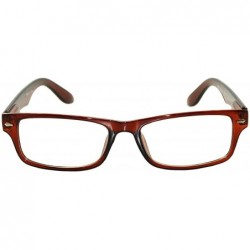 Rectangular Classic Retro Style Narrow Rectangular Frame Clear Lens Eyeglasses - Brown - CQ11UPRMO4Z $11.34