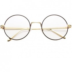 Aviator Retro Round Metal Frame Clear Lens Glasses Non-Prescription - Gold Line Frame/Clear Lens - CR186Q3QM9N $13.63