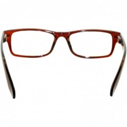 Rectangular Classic Retro Style Narrow Rectangular Frame Clear Lens Eyeglasses - Brown - CQ11UPRMO4Z $11.34