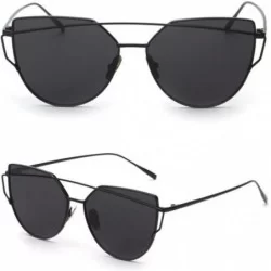 Semi-rimless Sunglasses Clearance Fashion Twin Beams - Black - CD18DOQZ5OD $18.98
