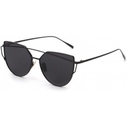 Semi-rimless Sunglasses Clearance Fashion Twin Beams - Black - CD18DOQZ5OD $8.24