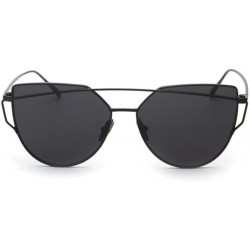 Semi-rimless Sunglasses Clearance Fashion Twin Beams - Black - CD18DOQZ5OD $8.24