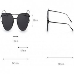 Semi-rimless Sunglasses Clearance Fashion Twin Beams - Black - CD18DOQZ5OD $8.24