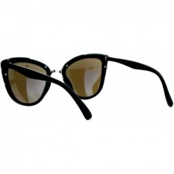 Oversized Oversize Metal Brow Trim Cat Eye Sunglasses - Black Silver Blue - CR12C4VMR3R $12.64