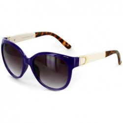 Rectangular Nautique" Fashion Cateye Sunglasses with Butterfly Shape for Stylish Women - Indigo and Cream W/ Smoke Lens - CM1...