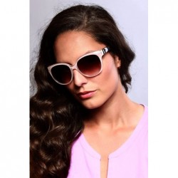 Rectangular Nautique" Fashion Cateye Sunglasses with Butterfly Shape for Stylish Women - Indigo and Cream W/ Smoke Lens - CM1...
