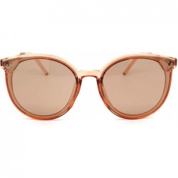 Round Womens Horned Round Designer Mod Plastic Sunglasses - Peach Brown - CK18YLEE6EC $10.54