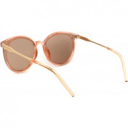 Round Womens Horned Round Designer Mod Plastic Sunglasses - Peach Brown - CK18YLEE6EC $10.54