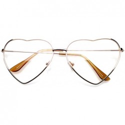 Aviator Premium Womens Cute Metal Frame Heart Shape Sunglasses - Clear Gold - CK12MY07LJP $7.52