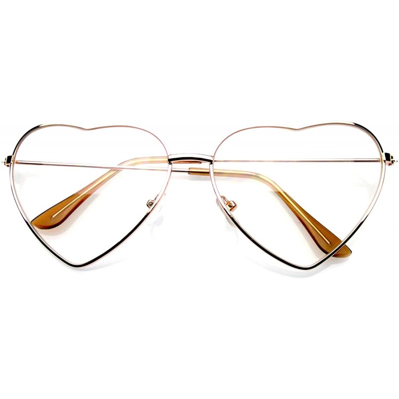 Aviator Premium Womens Cute Metal Frame Heart Shape Sunglasses - Clear Gold - CK12MY07LJP $7.52