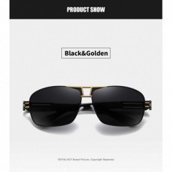 Aviator Rectangular Polarized Sunglasses for Men Driving 100% UV 400 protection 70019 - Black Golden - C518XD52R0D $15.82