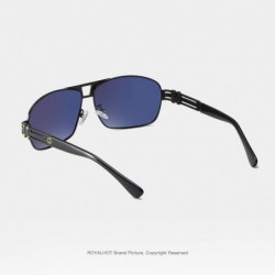 Aviator Rectangular Polarized Sunglasses for Men Driving 100% UV 400 protection 70019 - Black Golden - C518XD52R0D $15.82