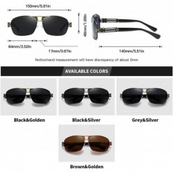 Aviator Rectangular Polarized Sunglasses for Men Driving 100% UV 400 protection 70019 - Black Golden - C518XD52R0D $15.82
