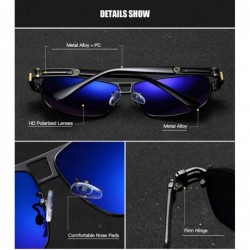 Aviator Rectangular Polarized Sunglasses for Men Driving 100% UV 400 protection 70019 - Black Golden - C518XD52R0D $15.82