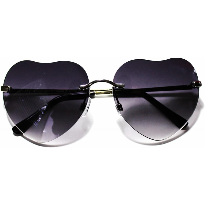 Round Love Heart Sunglasses Mod Women Fashion Shades RED BLACK WHITE - Silver - CS11GN87SM3 $7.82
